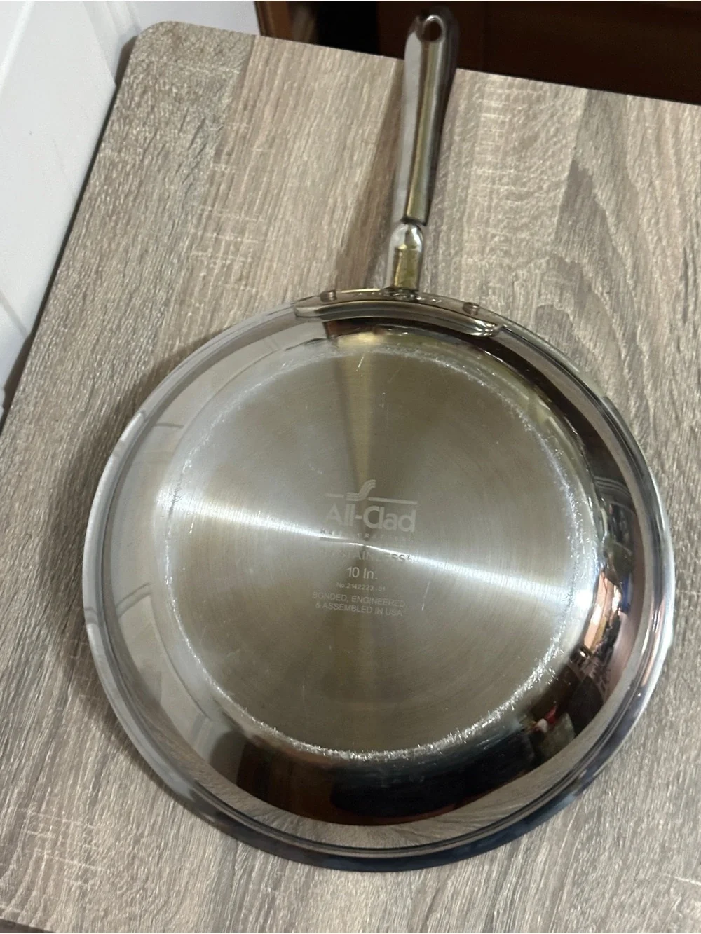 All-Clad D5 10” Skillet Fry Pan Stainless Steel Clean Sits Flat USA Made No Lid
